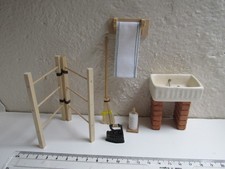 Job Lot of Doll House Miniature kitchen and laundry items inc sink - 12th scale
