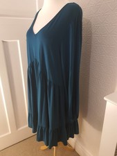 Size 22/24 Evans Deep Teal Long Sleeve Dress with V Neck  Used