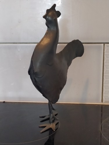 Black metal chicken - black, ornament