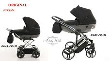 JUNAMA DIAMOND  S LINE  BABY PRAM STROLLER 2in1 CARRYCOT + PUSHCHAIR, DOLL PRAM