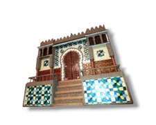 Vintage Moroccan Hanging Door Wall deco with Intricate Stairs Motifs