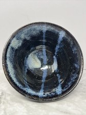 Trevor Corser Tenmoku Glazed Bowl With Chun Pours For Leach pottery St Ives #962