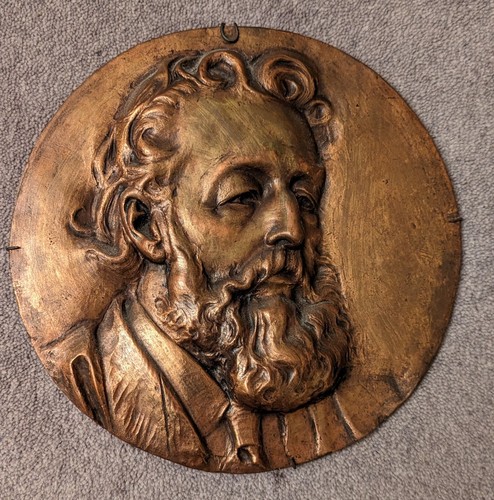 Metal wall plaque high relief