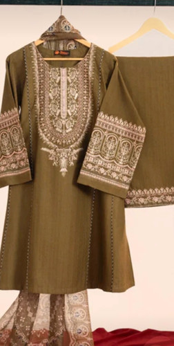 Green embroidered cotton - green,