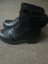 Black Leather Zip Up UGG Boots Size 7