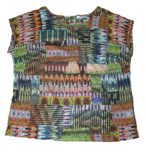 Womens multicoloured short sleeve 100% fine cotton top by Peter Hahn size 20