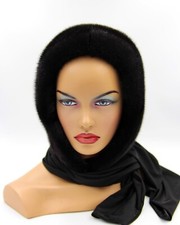 Fur Hat Mink Womens Winter Warm Headdress Bonnet Shawl Hooded Scarf Kerchief