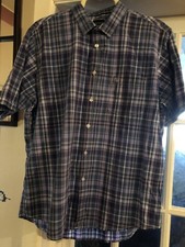 James Pringle Man’s Shirt Short Sleeved Blue Check XL