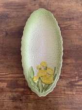 Carlton Ware Primrose Sandwich Dish Green Textured Oblong Plate Yellow Flowers