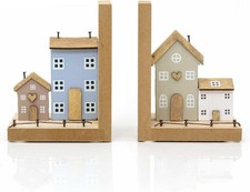 Wooden House Bookends | Pair
