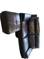 Navy blue Leather 3 Seater
