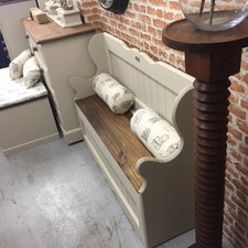 Shabby Chic Monks Bench,Pew,Seat,Chair,Vintage, Furniture Showroom In Whitstable