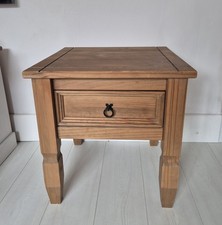 Corona mexican pine rustic Lamp Table with Drawer