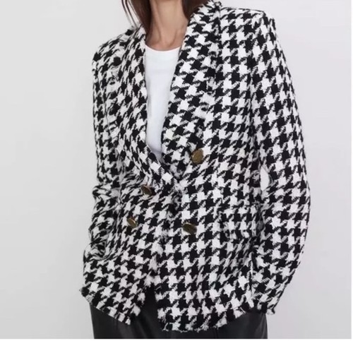Zara black white houndstooth - black,