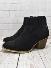 Womens Peacocks Black Zip Up Mid Heel Ankle Boots UK 6 EUR 39
