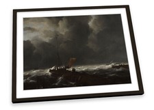 Jacob van Ruisdael Rough Sea at a Jetty FRAMED ART PRINT Picture Poster Artwork