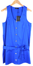 COP COPINE Minogue Dress Women's (EU) 42 Blue Sleeveless Belted Buttons