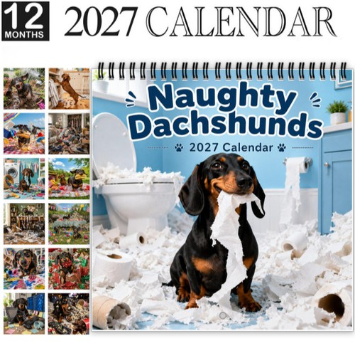 Naughty dachshunds 2027 - naughty, wall