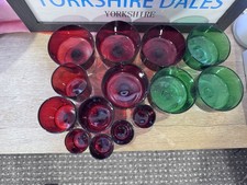 Luminarc 1970s Set Of 14 Red Dessert Sundae Glass /Dishes - Clear Stems - French