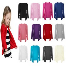 GIRLS KIDS LONG SLEEVE BOYFRIEND CARDIGAN SCHOOL TOP OPEN POCKET AGE 7 -13 YEARS