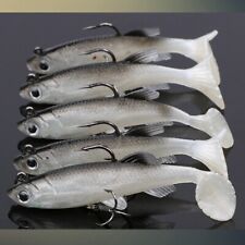 5Pcs Rubber Hook Bait Weighted Soft Jelly Fishing Lure Paddle Roach Perch Pike