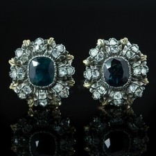 VINTAGE MAGNIFICENT NATURAL SAPPHIRE AND DIAMOND BUCCELLATI EARRINGS