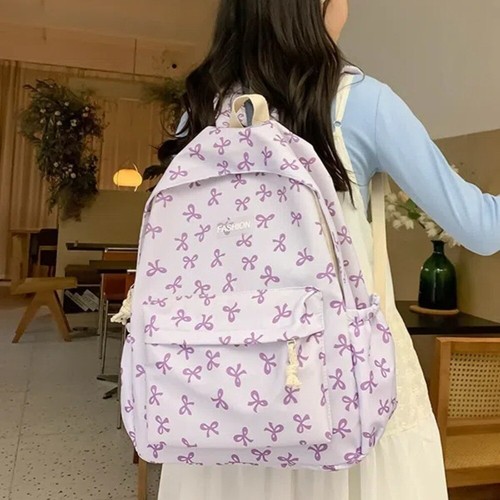 Bow printed women backpack - printed,