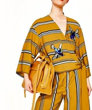 Zara Kimono Wrap Top Mustard