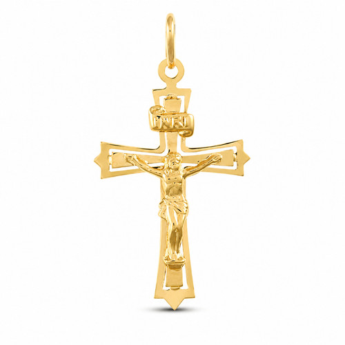9ct yellow gold crucifix - gold,