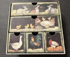 Vintage Rice Paper London 5 Drawer Chest Made In England  Farm Animals EUC
