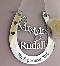 Personalised Wedding Mr & Mrs Good Luck Bridal Gift Lucky Keepsake Horseshoe H18