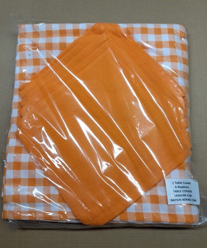 Orange check cotton - orange, tablecloth
