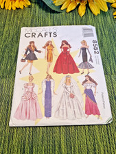 McCalls 8552 Sewing Pattern Crafts 11.5" Doll Gown Dress Wedding Veil One Size