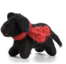 Mini Felt Puppy Red Woolly Scarf Black Labrador Hanging Ornament Gift Xmas