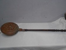 Large genuine Antique Copper bed warming pan long wooden handle Victorian 110cm