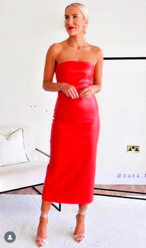 New zara red faux leather - new,