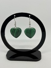 Ladies Green Heart Shaped Earrings Faux Stones Dangle Drop