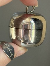 Revlon Apple Pendant Silver Tone Charlie Solid Perfume 1970’s VTG *empty damaged