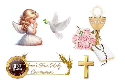 1st holy communion girl edible - holy,