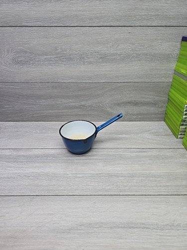 Vintage enamel teal milk pan - milk,