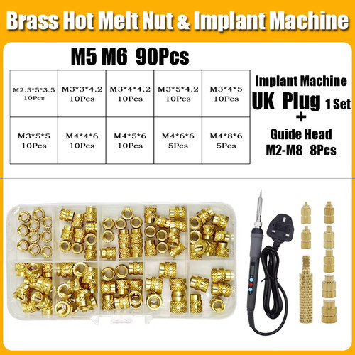 Brass heat set - heat, nuts