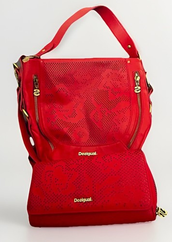 Desigual red handbag purse - desigual,
