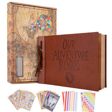 Scrapbook Our Adventure Book Photo Album Leather Travel Memory Book 80 Pages DIY