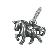 925 Sterling Silver ANTIQUE UNICORN Charm 11mm (charm, pendant, wholesale)