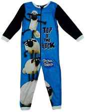 Kids Boys Shaun the Sheep Fleece Zip Sleepsuit ALL IN ONE Pyjamas Nightwear Gift