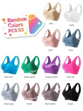 3PACK Womens Sports Bra Set Padded Yoga Seamless Wireless Stretch Crop Tops Vest