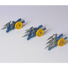 3x Vintage Britains Farm, Three Furrow Plough, Play Worn, One Incomplete