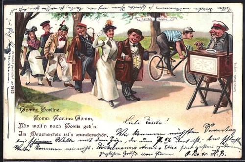 Lithograph barrel organ - lithograph, of