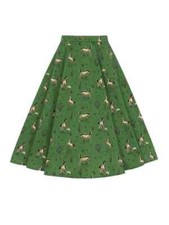 Collectif Skirt Size 12 L 50s Horse Matilde Wild West Swing Olive Green