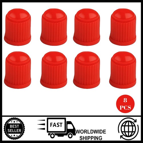 Red plastic tyre dust caps - plastic,